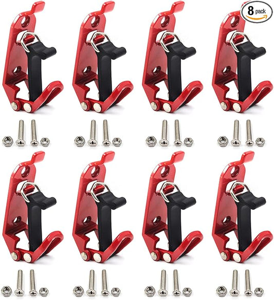(8 Pack) Shovel Mount for Roof Rack, Metal Rubber Clamp Wall Mounting Brackets, Axe Holder Clamp Mount Kit for Roof Rack Truck Boats Military Equipment and Tools, Red