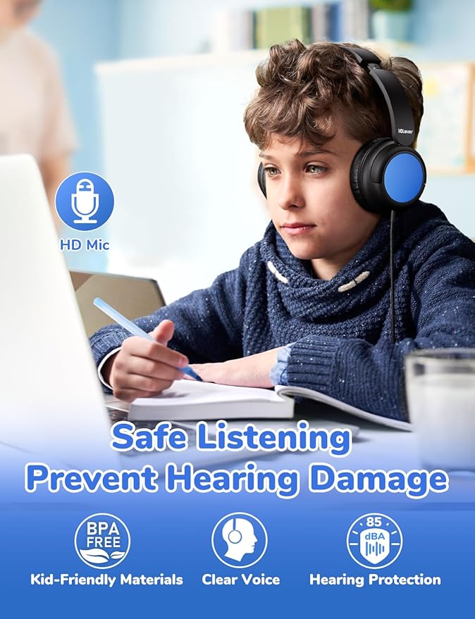 iClever Upgraded Kids Wired Headphones for School K-12, Durable PP Material, Tangle Free, Kids Headphones with Cord Multiple Folding Options Suitable for School/Home/Travel, Bulk 5Pack