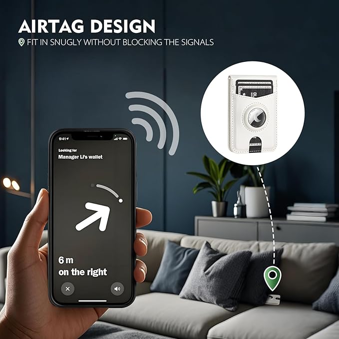 Compatible with Magsafe Case with RFID Blocking Card Holder AirTag pocket for iPhone 17/16/15/14/13/12 Pro/Pro Max/PlusSeries,Not Fit iPhone Mini,White