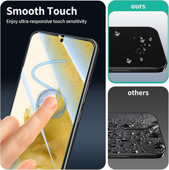 2*Screen Protector and 2*Camera Lens Protector for Samsung Galaxy S22 with a Installation Alignment Aid, Double Shatterproof HD Tempered Glass Film, [9H Hardness][Anti-Scratch]