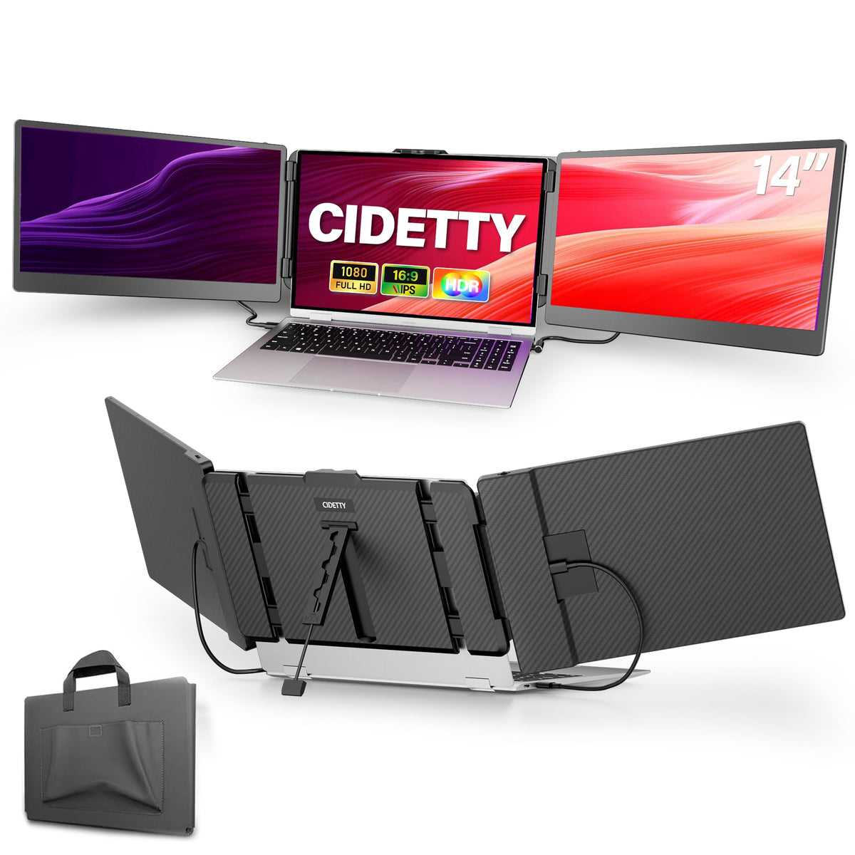 CIDETTY Laptop Screen Extender, 14'' FHD 1080P IPS U | Computer Access - Image 1