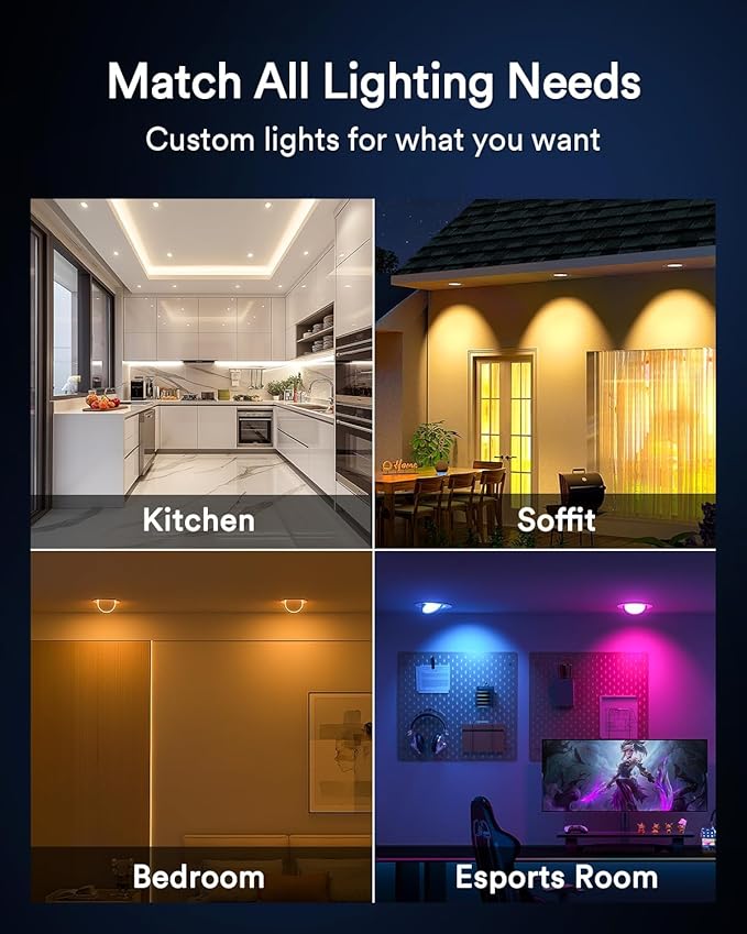 Lumary Smart Gimbal Recessed Lighting 4 Inch Pro, Dual-Controlled CCT Main & RGBAI Auxiliary WiFi LED Recessed Downlights, 270°+90° Adjustable Directional, Compatible with Alexa/Google, 1 Pack