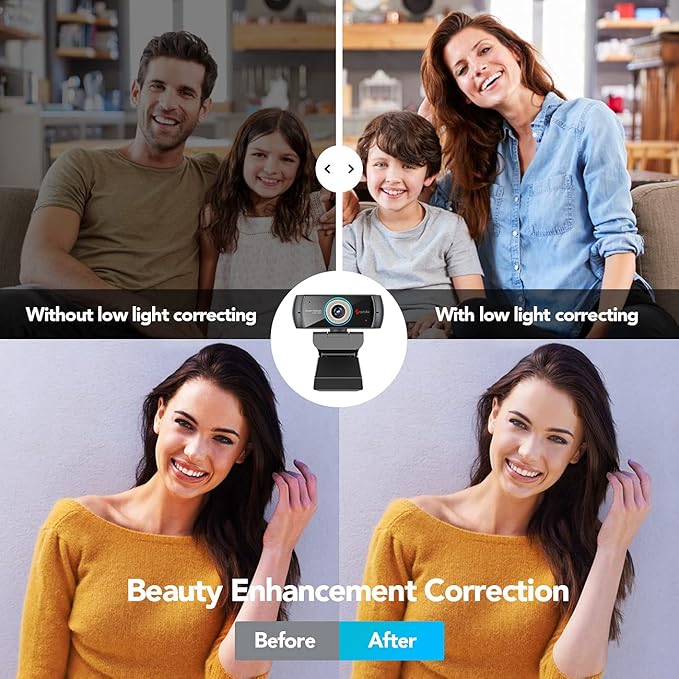 Angetube PC 1080P Webcam with Mic. USB Camera for Video Calling & Recording Video Conference/Online Teaching/Business Meeting Compatible with Computer Desktop Laptop MacBook for Windows iOS Linux