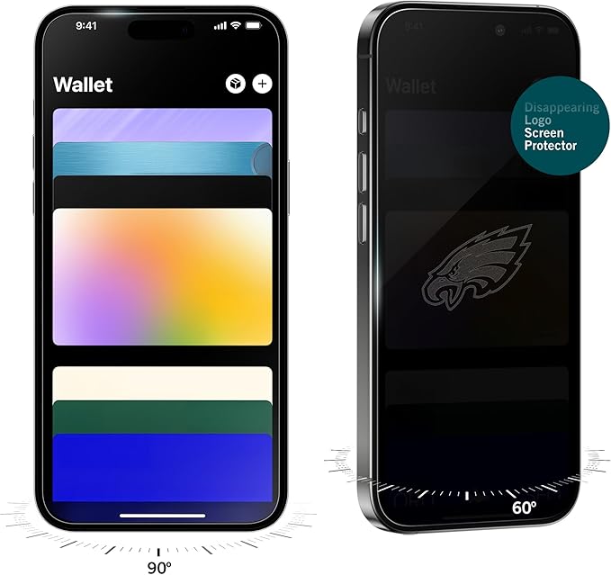 NFL Philadelphia Eagles Privacy Screen for iPhone 14 Pro Max - with Disappearing Logo - Scratch-Resistant and Easy-to-Install Screen Protectors (Includes Installation Tray)
