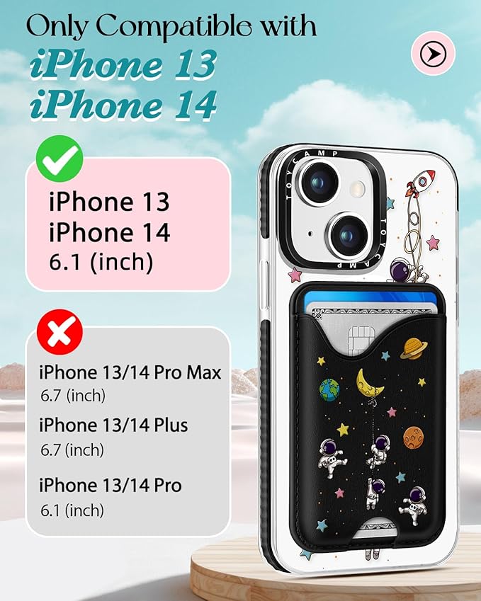 Toycamp for iPhone 14 Case, for iPhone 13 Case - Compatible with Magsafe Credit Card Holder Wallet Magnetic Cute Women Teen Girls Kawaii Girly Unique Man Boys Design Phone Cover for iPhone 14/13