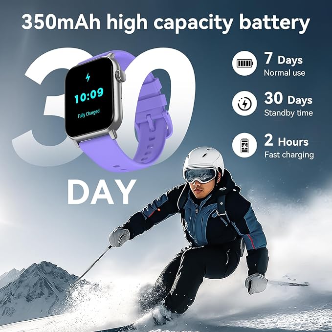 Smart Watches for Men Women, 1.83" HD Touchscreen with Bluetooth Calling, IP68 Waterproof Fitness Tracker, 120+ Sport Modes, 24/7 Heart Rate & Sleep Monitor, Compatible with iPhone Android (Purple)