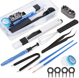 13Pcs Keyboard Lube Kit Keyboard Tools with Tweezers Keycap Puller Remover, Switch Opener, Switch Puller, 4-Claw Grabber, Grease and Lube Brush Cleaning Brush for Mechanical Keyboard
