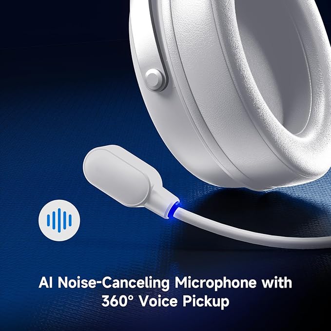 V9 PRO Wireless Gaming Headset 7.1 Surround Sound for PS5 PS4 PC SWITCH TOPSPEED Gaming Headphones, Noise Canceling Mic, 250Hr Battery, Low 15ms Latency, Lightweight, BT 5.3 FPS Games Icy&White