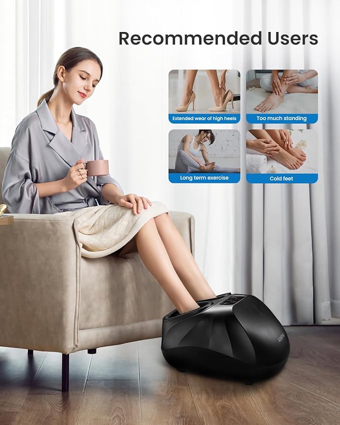 RENPHO Foot Massager Machine with Heat [2026 Upgraded], Shiatsu Foot Massager for Plantar Fasciitis, Birthday Gifts for Women, Cordless Control, FSA Eligible HSA Store Eligible, Up to Size 14, BK