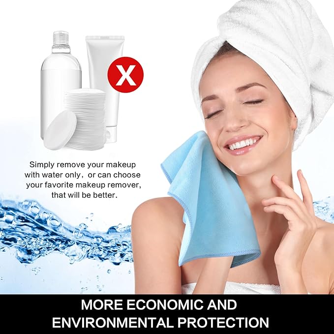 SINLAND Microfiber Facial Cloths Fast Drying Washcloth 12inch x 12inch Absorbent Face Wash Cloth Soft Makeup Remover Cloths