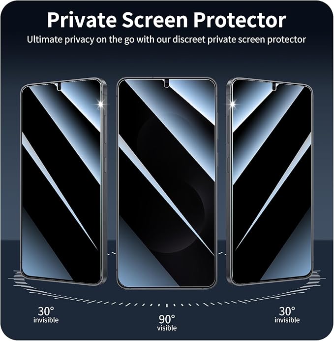 3*Privacy Screen Protector and 3*Camera Lens Protector for Samsung Galaxy S25 Edge with a Installation Alignment Aid, Anti-Spy Tempered Glass Film, Private Black Protection, [Anti-Scratch][9H Hardness]