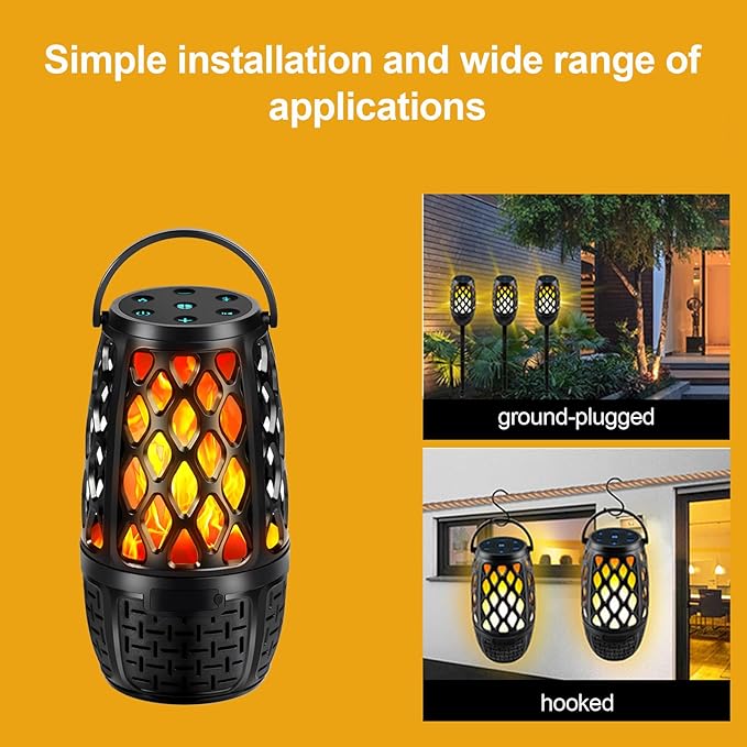 Outdoor Speakers, Colorful LED Flame Speaker, Outdoor Bluetooth Speakers Waterproof Wireless, Bluetooth 5.3, Stereo Sound, Portable Wireless Speaker with Stake, Hook for Patio/Yard/Porch(2 Pack)