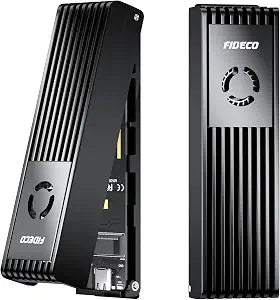 FIDECO M.2 NVMe SATA SSD Enclosure, M.2 NVMe to USB Adapter with Cooling Fan, USB 3.2 Gen 2 (10Gbps) SSD Reader for M & M+B Key, Support UASP and Trim, Tool-Free Installation (Black, NVMe SATA)