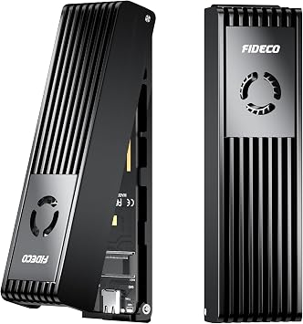 FIDECO M.2 NVMe SATA SSD Enclosure, M.2 NVMe to USB Adapter with Cooling Fan, USB 3.2 Gen 2 (10Gbps) SSD Reader for M & M+B Key, Support UASP and Trim, Tool-Free Installation (Black, NVMe SATA)