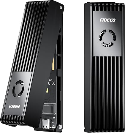 FIDECO M.2 NVMe SATA SSD Enclosure, M.2 NVMe to USB Adapter with Cooling Fan, USB 3.2 Gen 2 (10Gbps) SSD Reader for M & M+B Key, Support UASP and Trim, Tool-Free Installation (Black, NVMe SATA)