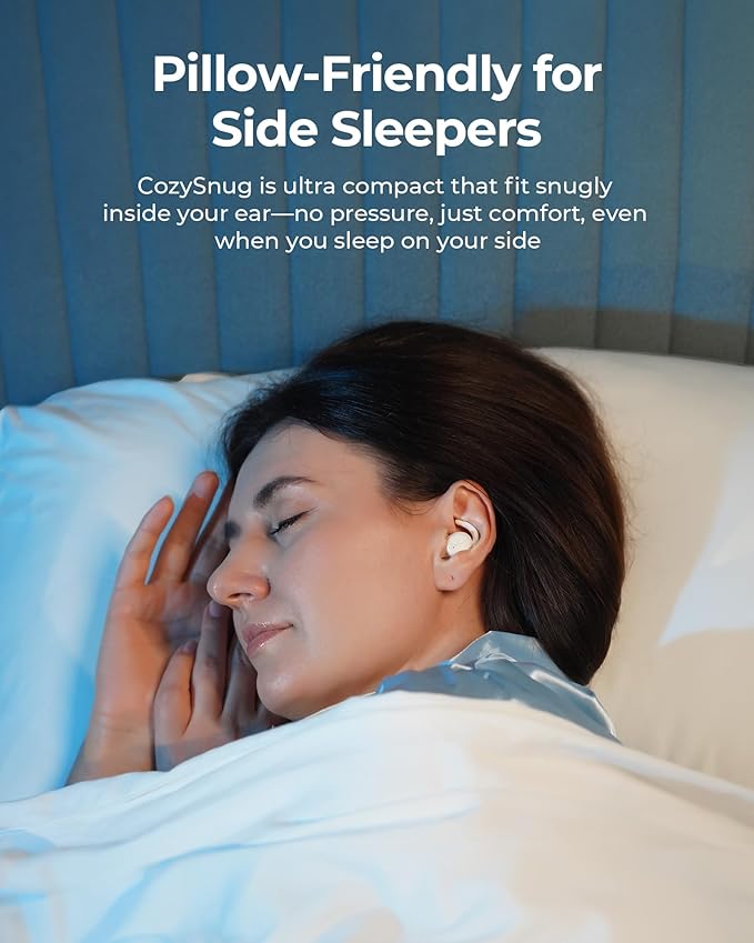 Lytmi CozySnug C1 Sleep Earbuds, Bluetooth 5.3 Noise-Blocking Sleep Headphones, App Control, Comfortable Fit, 3 Sizes of Ear Tips, 21H Playtime, Compact Design for Side Sleepers