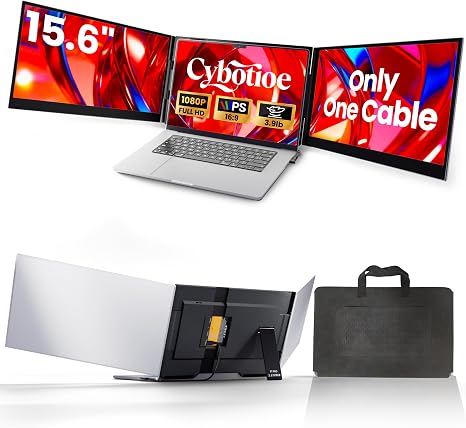 2026 New One Cable Connection Laptop Screen Extender Monitor Portable, Ultra Thin 15.6" 1080P FHD Triple Screen,Fit for 13-17" Laptop, Plug & Play Compatiable with Win/Mac/Chrome/Android
