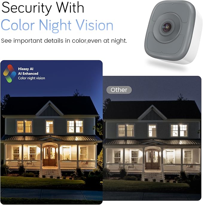 5MP 3K Window Security Camera with 24/7 Recording, No Subscription Required, Indoor Camera with Color Night Vision, Motion Detection, 2.4G＆5G WiFi, Quick & Easy Installation (2Pack)