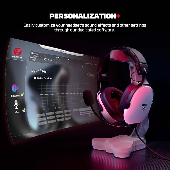 FANTECH Gaming Headset with 7.1 Virtual Surround Sound, Noise Cancelling Microphone, 40mm Drivers, USB Connection, in-Line Audio Control, Compatible with PC, PS4, PS5, Mac, Switch (White)