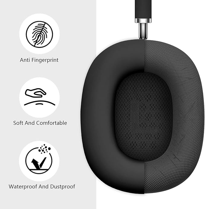 Filoto Case for Airpods Max Headphones, Ear Pad Case Cover/Ear Cups Co ver/Headband for AirPods Max (USB-C/Lightning)(2024/2020), Silicone for Apple Airpod Max, Accessories Cases (Black)