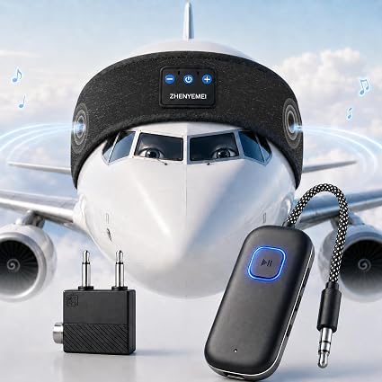 Bluetooth Transmitter with Sleep Headphones for TV and Airplane