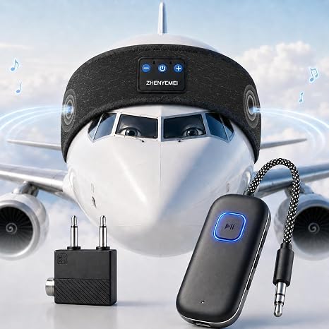 Bluetooth Transmitter with Sleep Headphones for TV and Airplane
