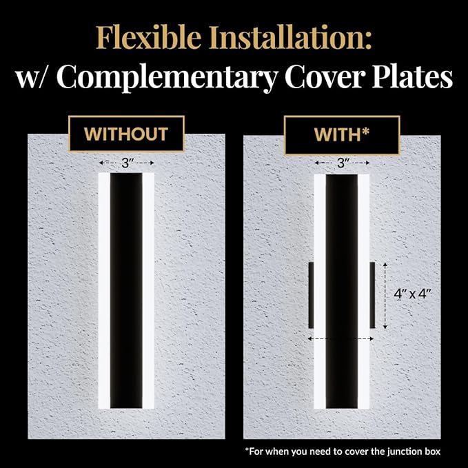 𝗠𝗢𝗗 𝗟𝗜𝗚𝗛𝗧𝗜𝗡𝗚 Haylen | Waterproof Outdoor Wall Light, LED Dimmable with Remote 3000K-6000K, Long Outdoor Porch Lights, Wired Lighting Fixture, Patio Exterior Wall Sconce, 2-Pack (Black, 67")