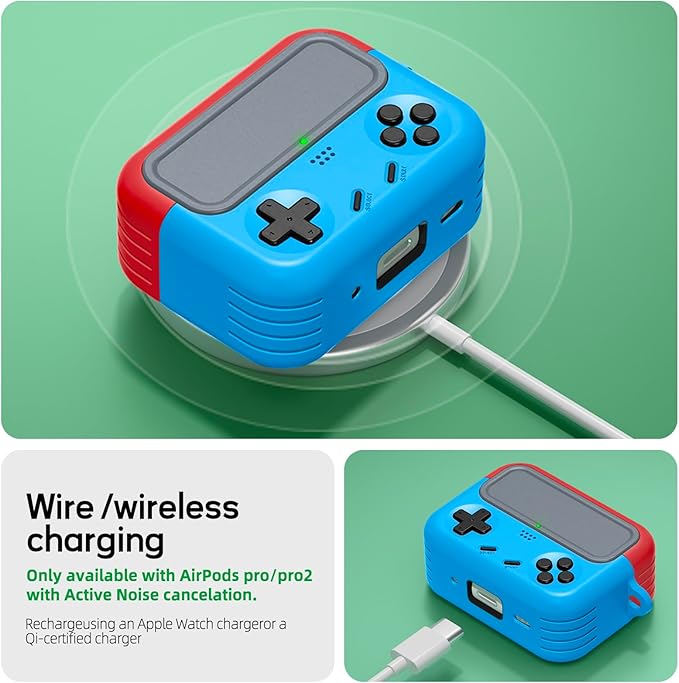 Inesore for Airpods Pro 2nd Generation Case Cover with Cleaner Kit,with Lock for Airpods Pro Case Cover,Classic Cool Funny Game Console Hard Air Pod Pro Case for Men Boy(Red Blue)