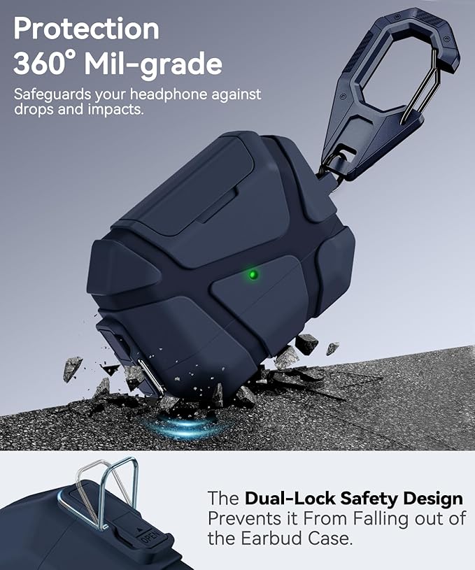 for AirPods Pro 3rd Case (2025 New),Secure Lock & Phone Stand Design Compatible with Airpods Pro 3 Generation Cover with Cleaner Kit-Blue