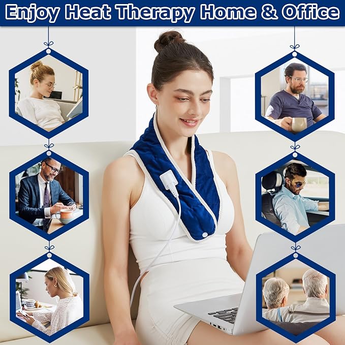 CAMECO Neck Heating Pad, 86℉ -158℉ & 30s Fast-Heating Heated Neck Shoulder Wrap for Women Men, Wearable Electric Neck Warmer, Gifts for Wife Mom,90 Minutes Auto Shut Off Timer