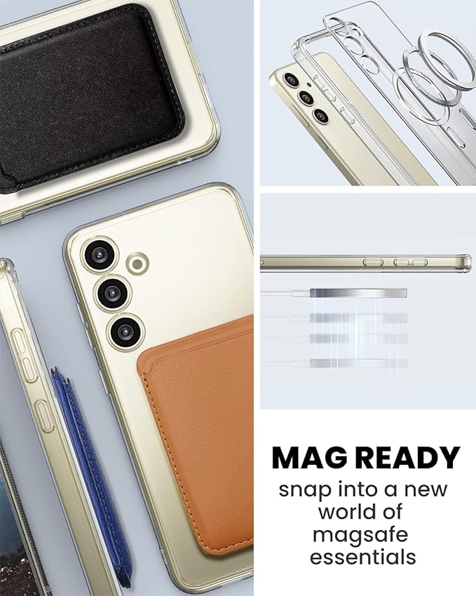 CaseBorne Slim Series Compatible with Samsung Galaxy S24 Case - [3-in-1 Combo] [Ultra Clear Hybrid Magnetic Cover] with Tempered Glass Screen Protector