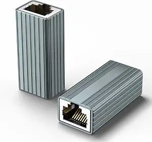 Ethernet Extender 10Gbps, 2 Pack Ethernet Coupler for Cat8 Cat7 Cat6 Cat5 Cable, 328ft Long Distance Extend, Aluminum Alloy Shell