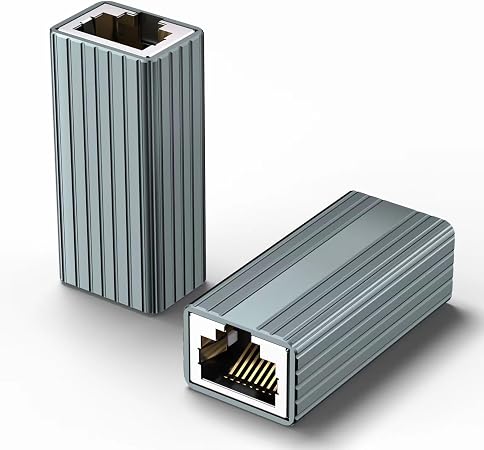 Ethernet Extender 10Gbps, 2 Pack Ethernet Coupler for Cat8 Cat7 Cat6 Cat5 Cable, 328ft Long Distance Extend, Aluminum Alloy Shell