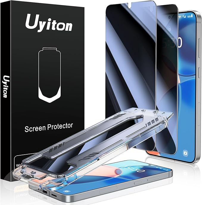 Uyiton UnBreak-Glass for Samsung Galaxy S24+ Plus/S25+ Plus Privacy Screen Protector, [Ultrasonic Fingerprint Support][Auto-Alignment Frame] Scratch-Resistant Bubble-Free Tempered Glass -2 Pack