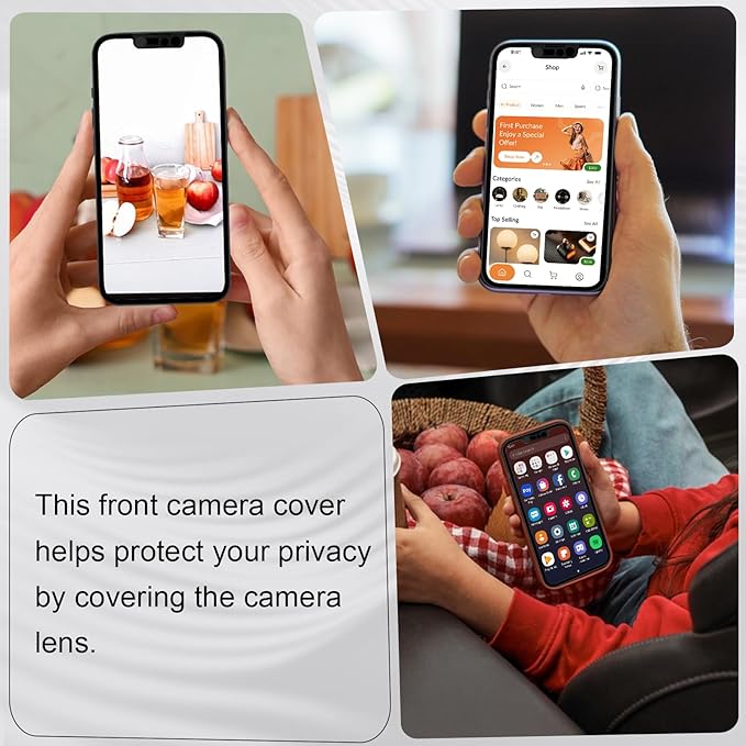 Front Camera Covers Compatible with iPhone 14/14 Plus /16e | Camera Blocker for Privacy and Safety | 2Pack Black