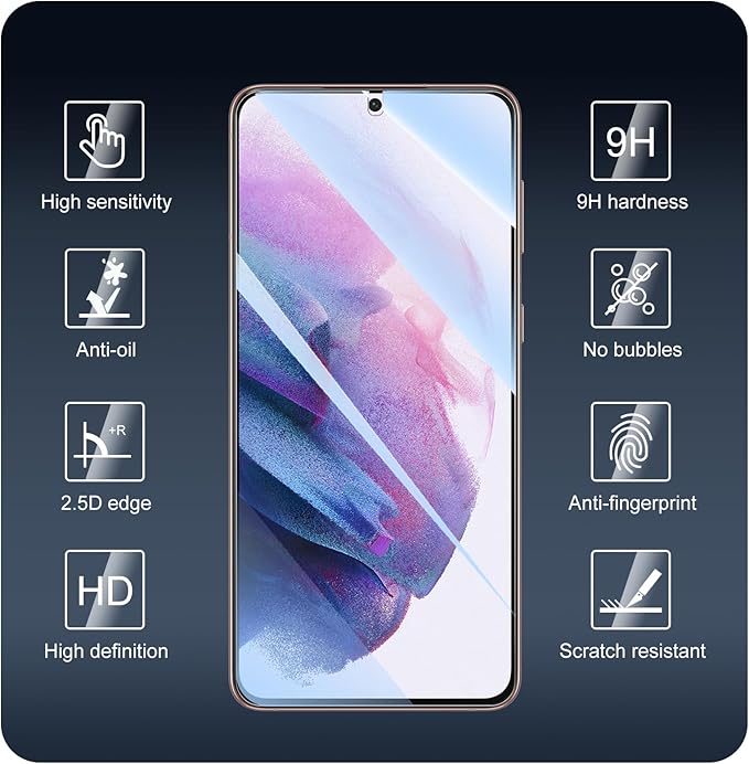 3*Screen Protector and 3*Camera Lens Protector for Samsung Galaxy S21+/S21 Plus with a Installation Alignment Aid, Tempered Glass Film, [9H Hardness][Anti-Shatter][Anti-Scratch]