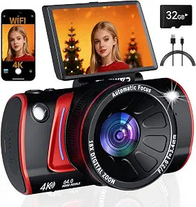 Digital Camera for Beginners, 3" Flip Screen, WiFi, 4K Video