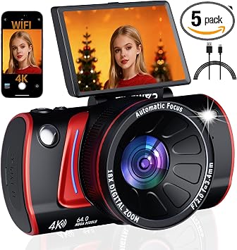Digital Camera for Beginners, 3" Flip Screen, WiFi, 4K Video