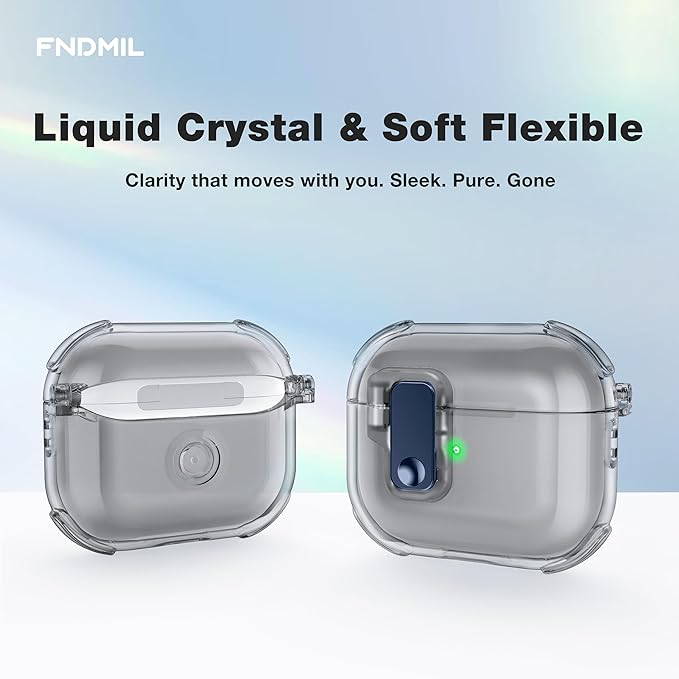 Clear Case for AirPods 3 Case Cover with [Lock Safety & Pop Up][Military Shockproof] Anti-Yellow Transparent Soft TPU Wireless Charging for AirPods 3 Generation Case with Keychain,Clear Black