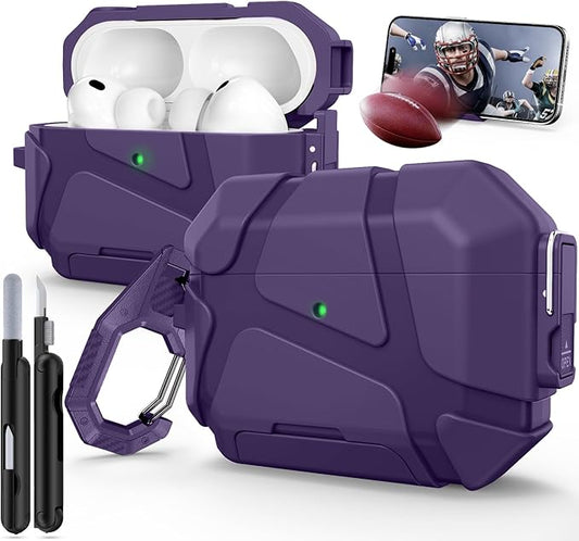 for AirPods Pro 3rd Case (2025 New),Secure Lock & Phone Stand Design Compatible with Airpods Pro 3 Generation Cover with Cleaner Kit-Purple