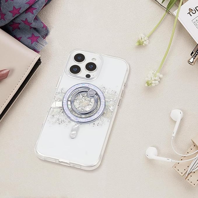 Magnetic Phone Ring for MagSafe Grip [Super Magnet] Stylish Twinkle Ring Holder Stand with, magsafe pop Socket, Mag Safe Accessory for iPhone 16/15/14/13 Pro Max Plus