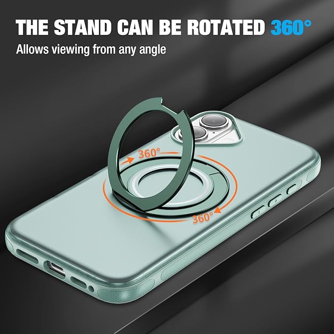 for iPhone 17 Case [Compatible with Magsafe] [15 FT Military Grade Drop Protection] with Screen Protector & Lens Protector,Shockproof Kickstand Phone Case for iPhone 17 (Green)