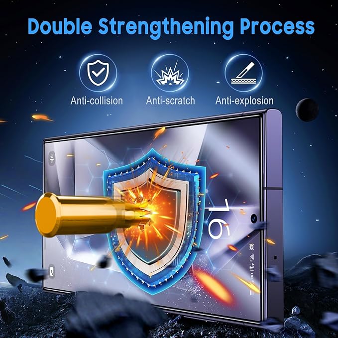 Uyiton UnBreak-Glass for Samsung Galaxy S24 Ultra Screen Protector, [Ultrasonic Fingerprint Support][Auto-Alignment Frame] Scratch-Resistant Bubble-Free S24 Ultra Screen Protector(6.8'' 5G), 2 Pack