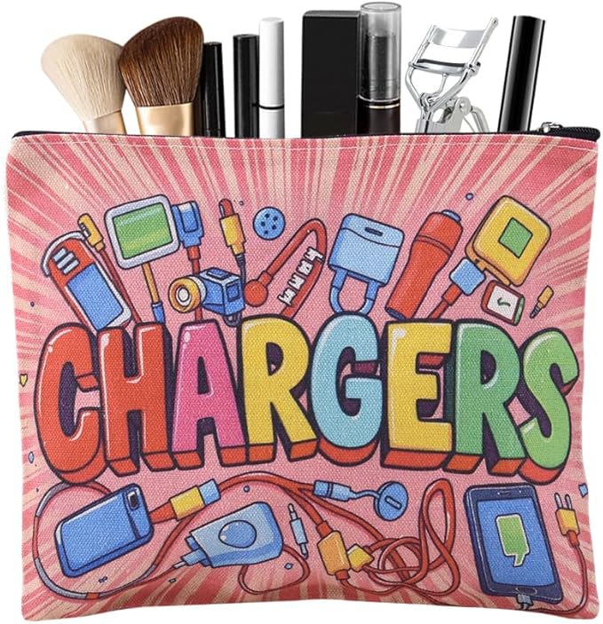 Chargers Makeup Bag for Women Charger Organizer Bag Charger Storage Cosmetic Bag for Girls Christmas Birthday Gifts for Friend Daughter Chargers Organizer Travel Accessories Cosmetic Pouch