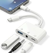 USB-C & Lightning to 3.5mm Audio Jack Adapter, Lightning to USB C Adapter with USB-A OTG Port and 3-in-1 USB-C Port for Charging, Data Transfer & Aux Audio, Compatible with iPhone17 iPad Galaxy S26 - Image 1