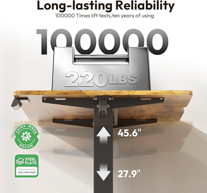 55x28 Large Electric Standing Desk Adjustable Height Stand Up with Lockable Wheels 27.6" Deep Ergonomic Sit Stand Desk for Home Office Work Computer Desk Workstation
