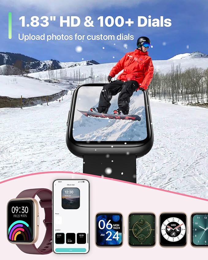 Smart Watches for Women Men - 1.83" HD 2025 Smartwatch with 100 Sports Modes, Heart Rate/Sleep Monitor, IP68 Waterproof, Bluetooth Call & Music Control for iPhone/Android