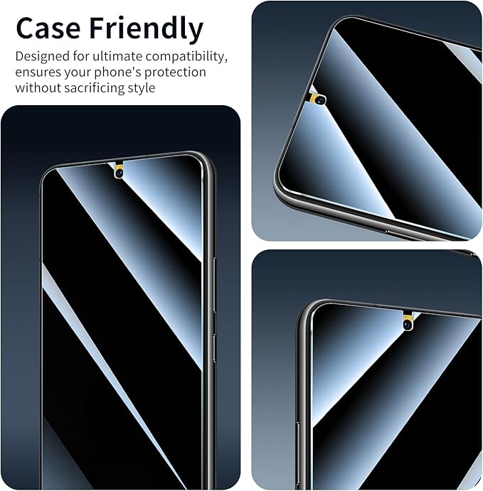 Privacy Screen Protector for Samsung Galaxy S22/S23, Anti-Spy Tempered Glass Film, 9H Hardness Scratch Resistant 2.5D Curved Edges, Black Private Screen Protection, Bubble Free Easy Installation – 3 Pack