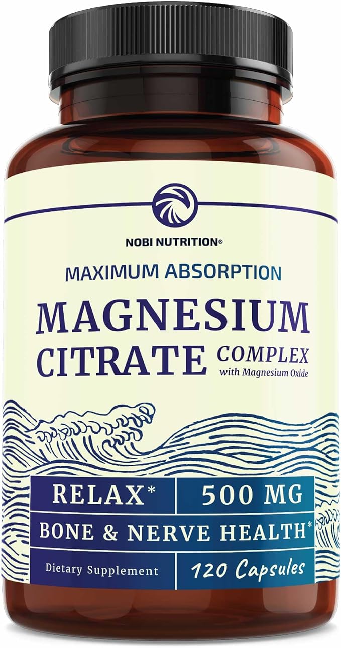 Magnesium Citrate 500 MG (120ct) for Calm & Relaxation | High Absorption Magnesium Supplement with Elemental Mag Oxide | Constipation & Digestion Support | Gluten-Free, Soy-Free | 4-Month Supply
