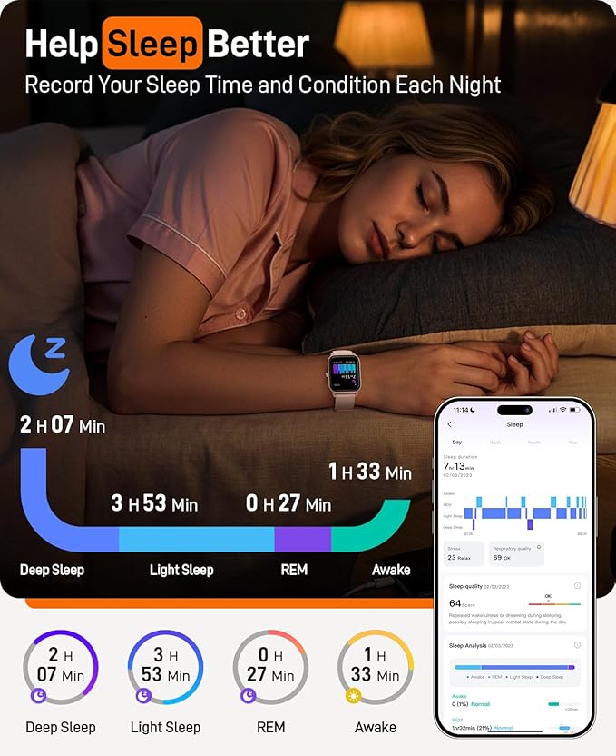Smart Watch with Bluetooth Calls Heart Rate SpO2 Monitor and 120 Sport Modes for Women